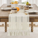 Chemin de table macramé bohème ivoire style campagne