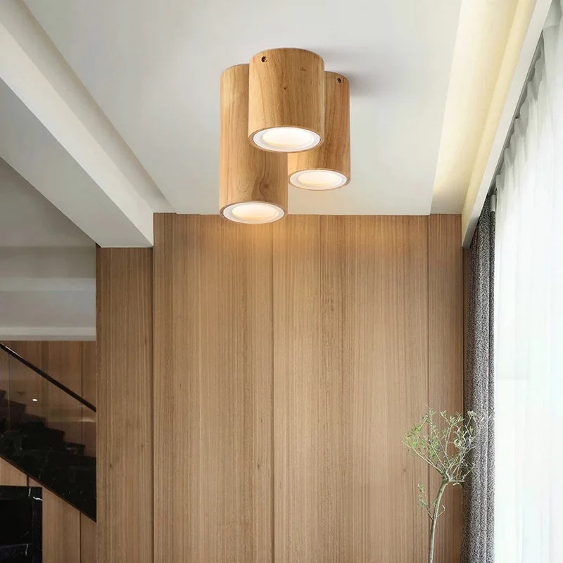 plafonnier led moderne en bois pour décoration intérieure - vue 5 sur 12