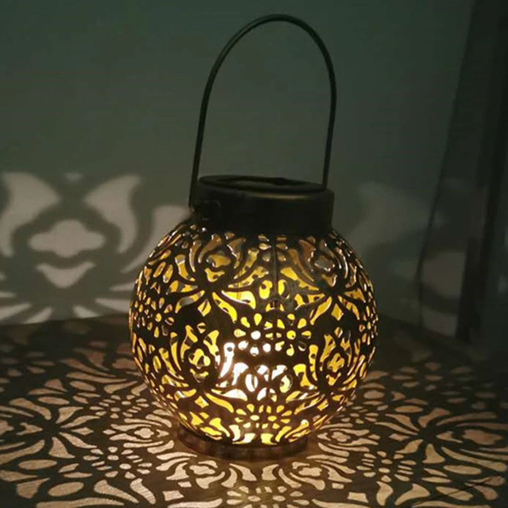 lampes solaires rondes en métal pour jardin décoratif - vue 4 sur 7