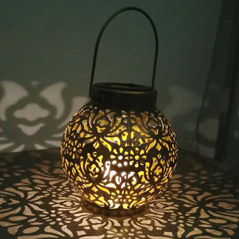 lampes solaires rondes en métal pour jardin décoratif