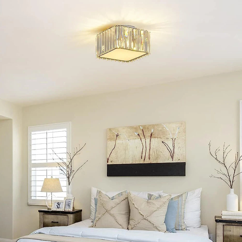 Moderne Simple Cristal Lampe Carrée Plafond Lustre De Luxe Plafonniers Salon Chambre Décorative Led Éclairage Intérieur - vue 4 sur 6