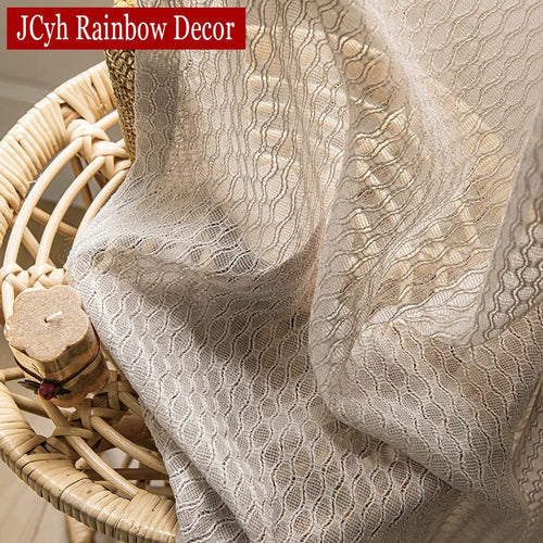Voilage style japonais aspect lin motifs courbes salon - vue 5 sur 11