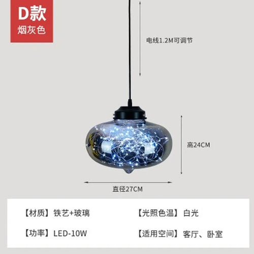 lustre nordique étoilé en verre pour décoration moderne - vue 10 sur 24