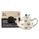 Theiere ceramique london pottery motifs animaux papillon infuseur