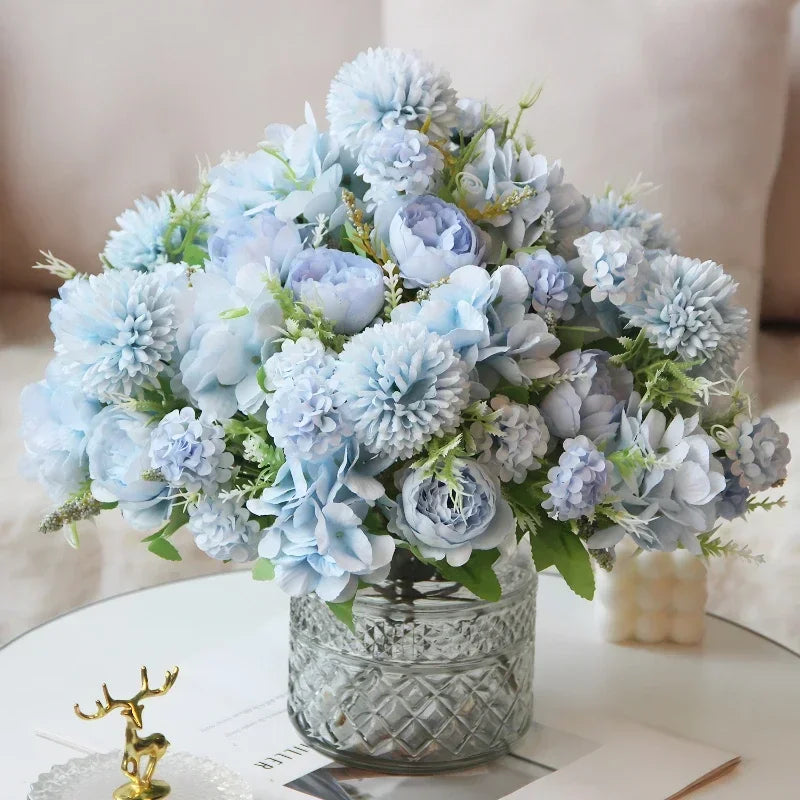 bouquet d'hortensias de pivoines artificielles pour décoration festive - vue 5 sur 11