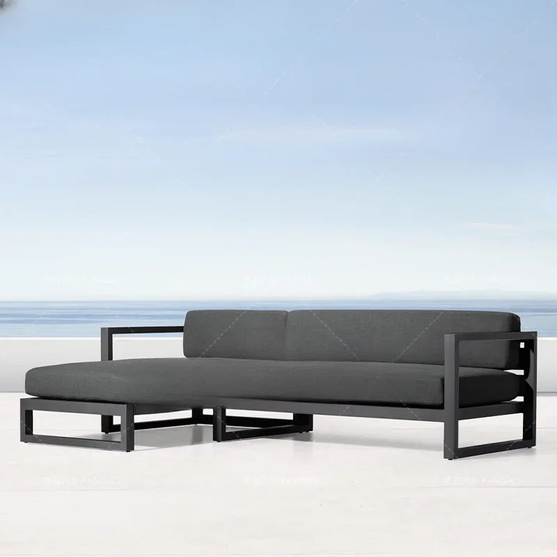 canapé extérieur nordique en acier inoxydable et aluminium