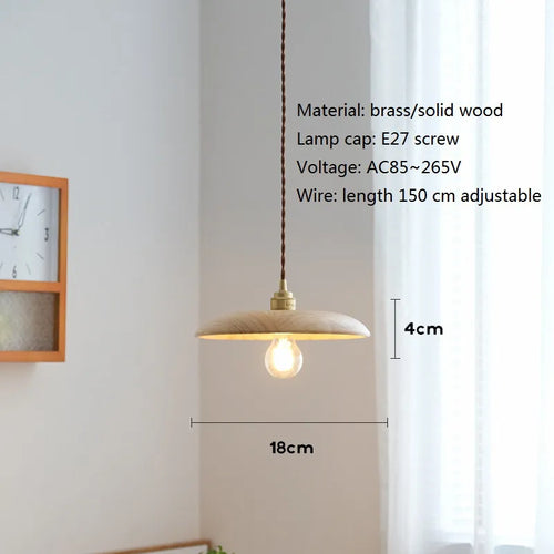 suspension led en bois et laiton style nordique moderne - vue 9 sur 10