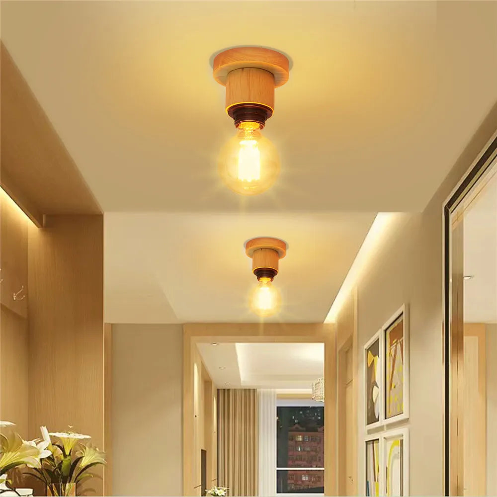 Plafonnier Led nordique bois salon lampe décor