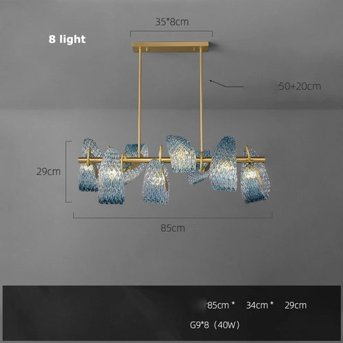 lustre suspendu en verre cristal éclairage moderne pour intérieur