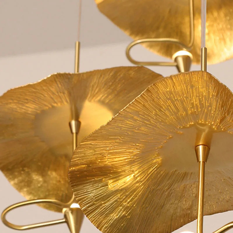 lustre led art déco en cuivre avec fil réglable