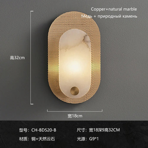 applique minimaliste en marbre et cuivre avec led - vue 10 sur 10