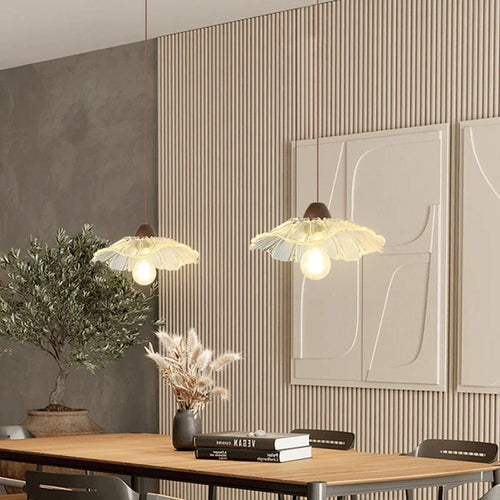 suspension nordique en verre et bois pour intérieur décoratif - vue 3 sur 12