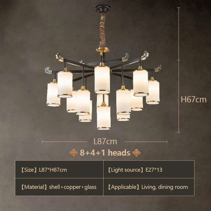 lustre en cuivre design style chinois pour éclairage moderne