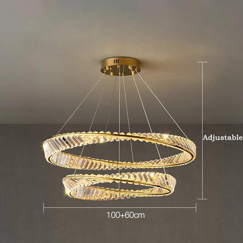 suspension moderne en aluminium et cristal led - vue 10 sur 14