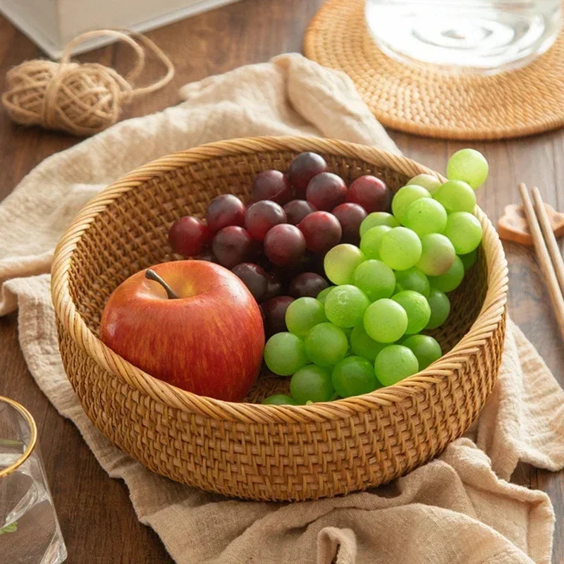 panier de rangement tissé en rotin pour cuisine et pique-nique