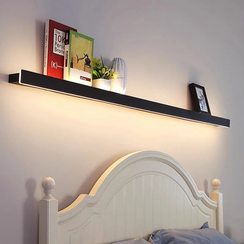 Applique salon canapé fond simple longue bande étagère lampe avec interrupteur protection des yeux chambre chevet éclairage mural