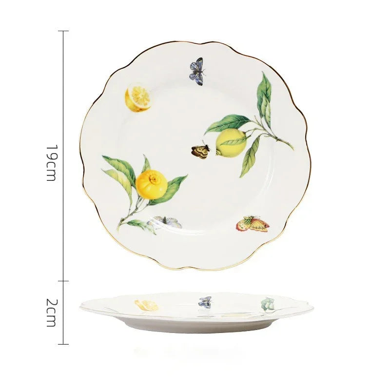 Assiette céramique style européen motif citron élégante