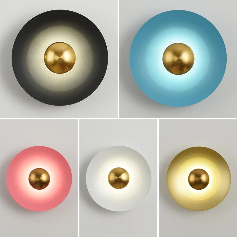 applique murale led macaron frisbee nordique décorative