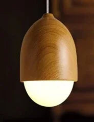 suspension moderne en verre et bois avec champignons - vue 6 sur 8