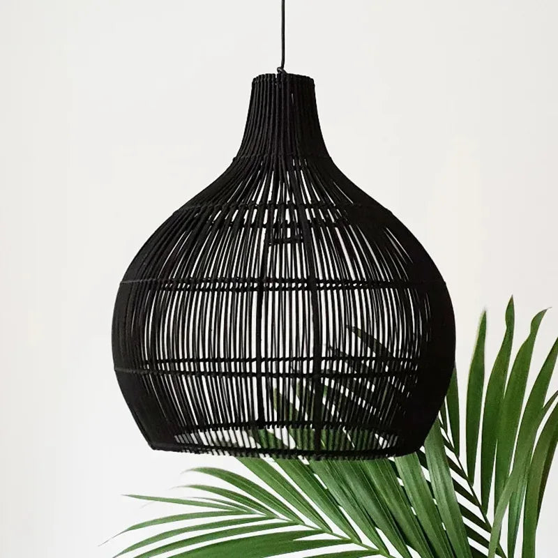 suspension en osier japonais tissée à la main en forme de cage - vue 14 sur 15