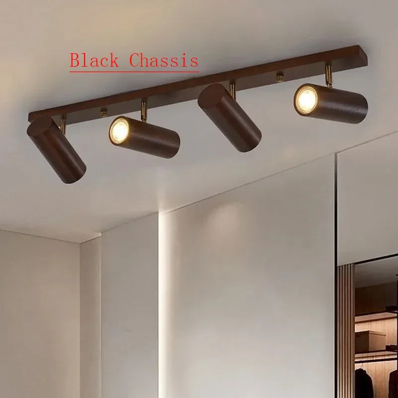 Lampe de chevet nordique LED multi-têtes en noyer - vue 4 sur 12