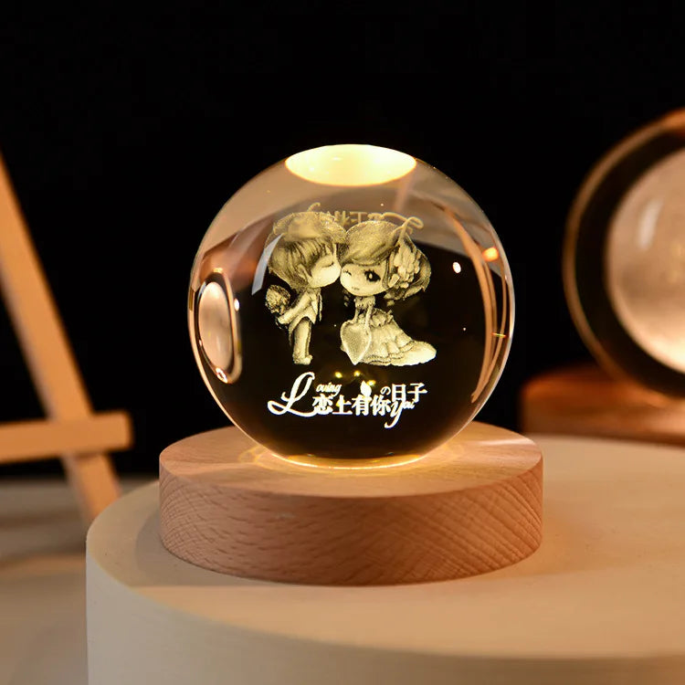 boule de cristal 3D système solaire gravé cadeau décoratif - vue 27 sur 32