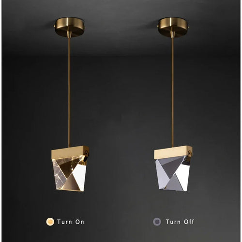 Lamp Gold Mini Pendant Light Bedside Table ,Modern Pendant Light In Kitchen Island, Color Changing Crystal Hanging Lamp For Be - vue 5 sur 6