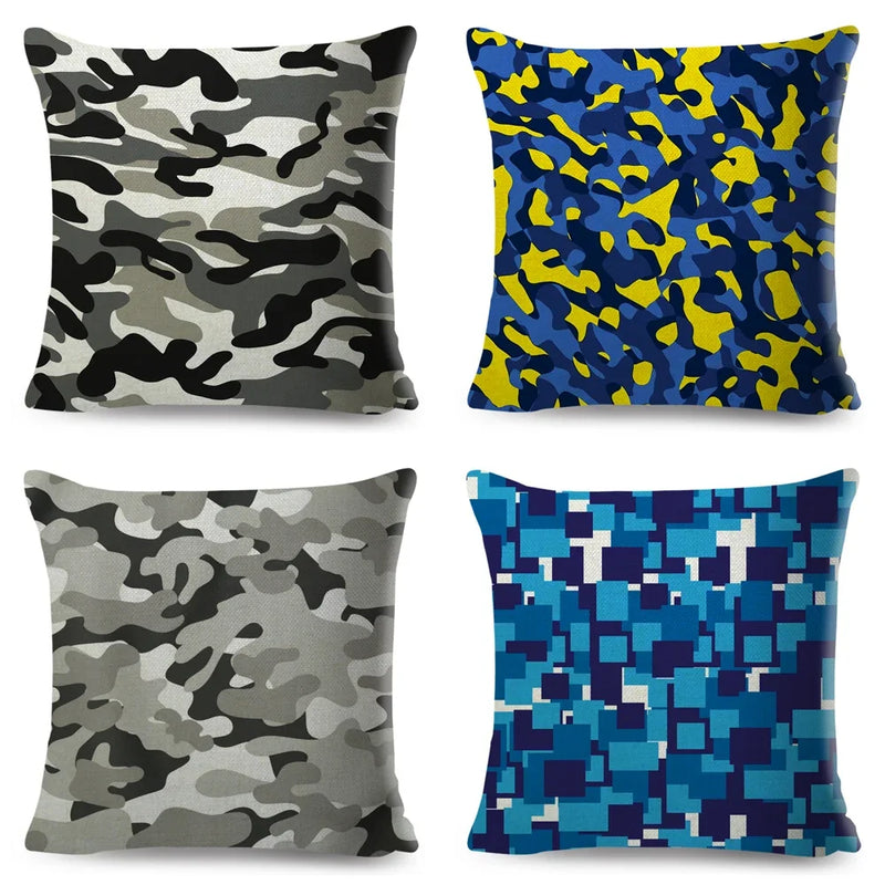 housses de coussin géométriques camouflage militaires décoratives