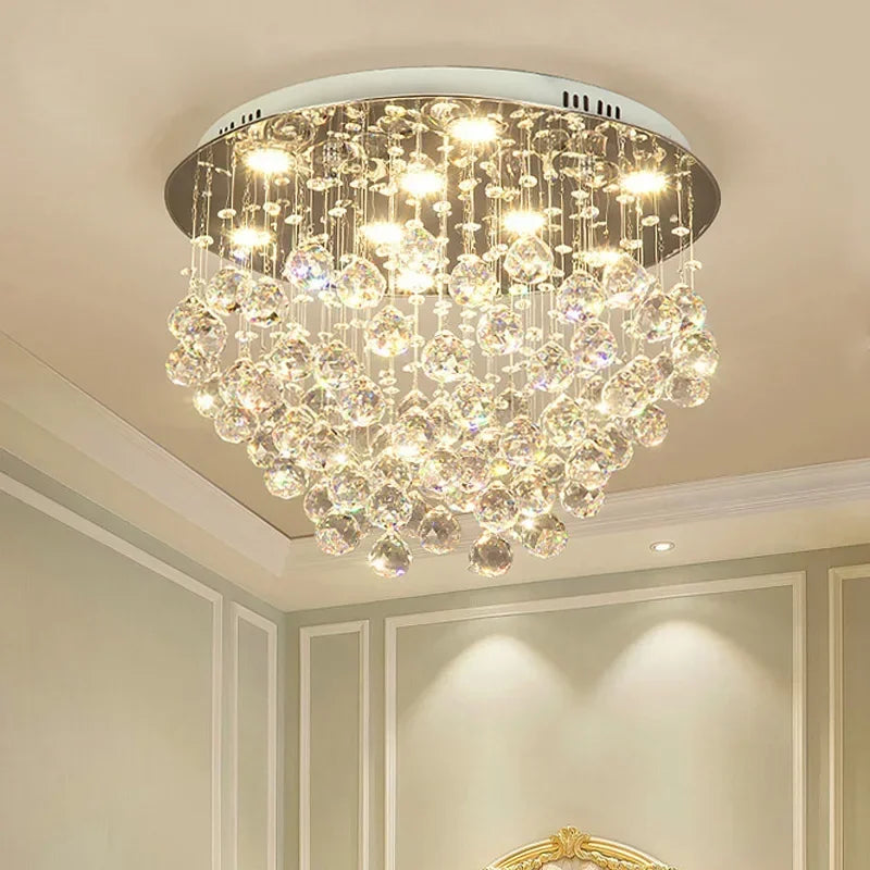 lustre à led avec boules de cristal pour intérieur moderne - vue 6 sur 12
