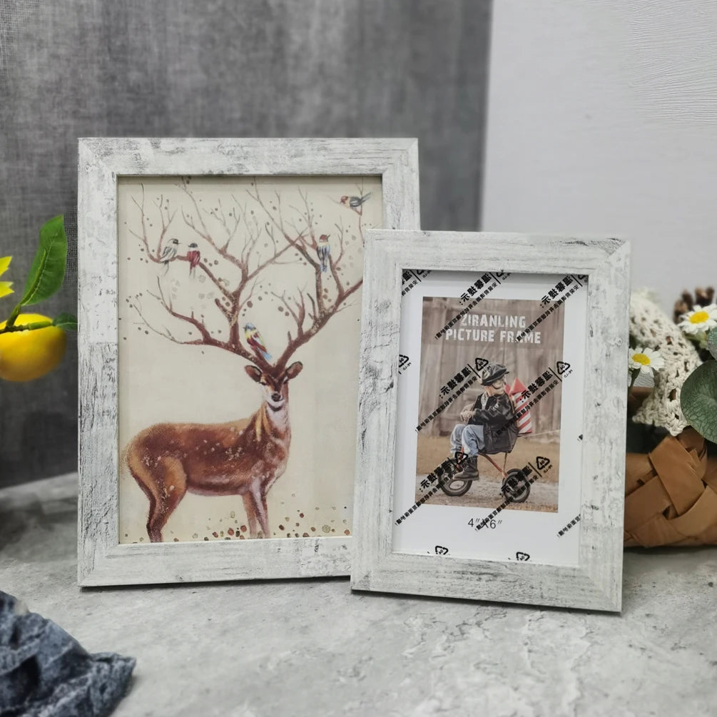 cadre photo rétro en bois pour décoration de bureau - vue 5 sur 10
