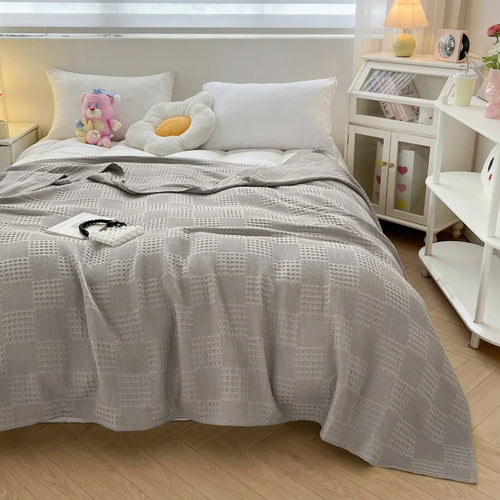 Plaid coton gaufré respirant decoratif salon chambre - vue 5 sur 7
