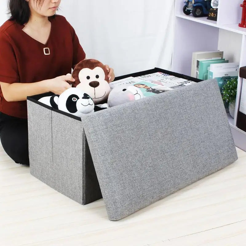 banc ottoman pliable avec rangement en tissu rectangulaire - vue 7 sur 6