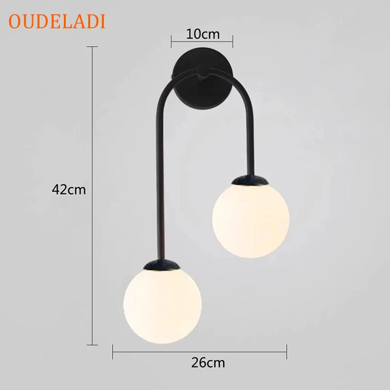 applique murale led boule verre intérieure moderne - vue 7 sur 10