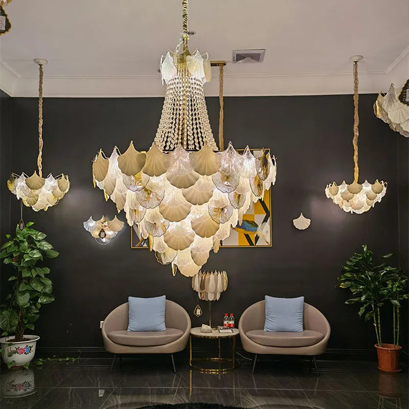 lustre suspendu à led design ginkgo réglable pour intérieur moderne - vue 5 sur 14