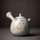 Théière ru kiln céramique motif chat poignée latérale