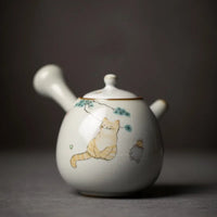 Théière ru kiln céramique motif chat poignée latérale