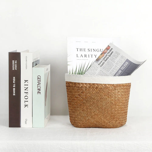 panier en jonc de mer pour rangement et décoration