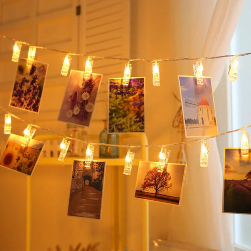 guirlande lumineuse led avec support photo pour décoration festive - vue 5 sur 8