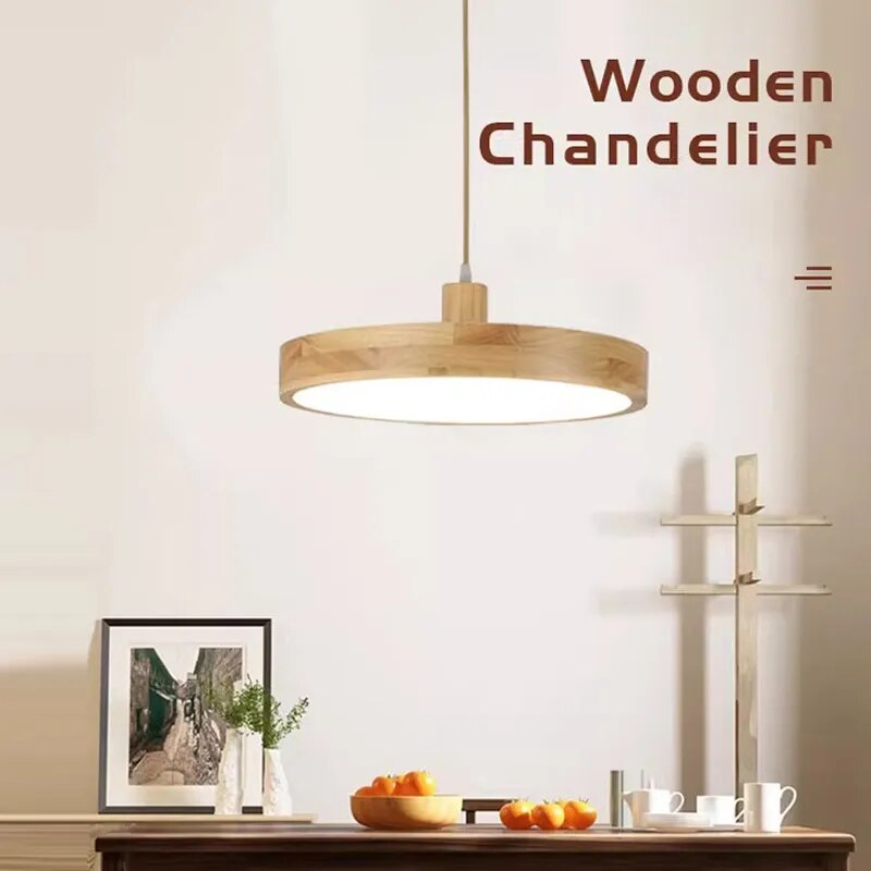 Suspension LED en bois Ultra-mince nordique