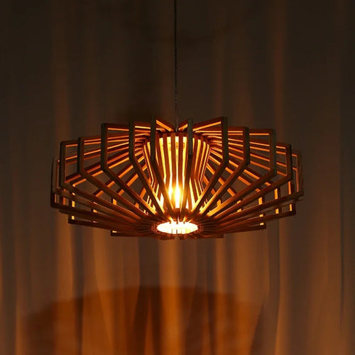 Simple Nordic solid wood chandelier warm bedroom lamp restaurant creative personalized wooden Chandelier - vue 7 sur 7
