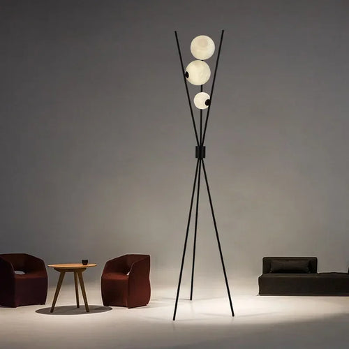 Lampadaire LED lune boule de verre