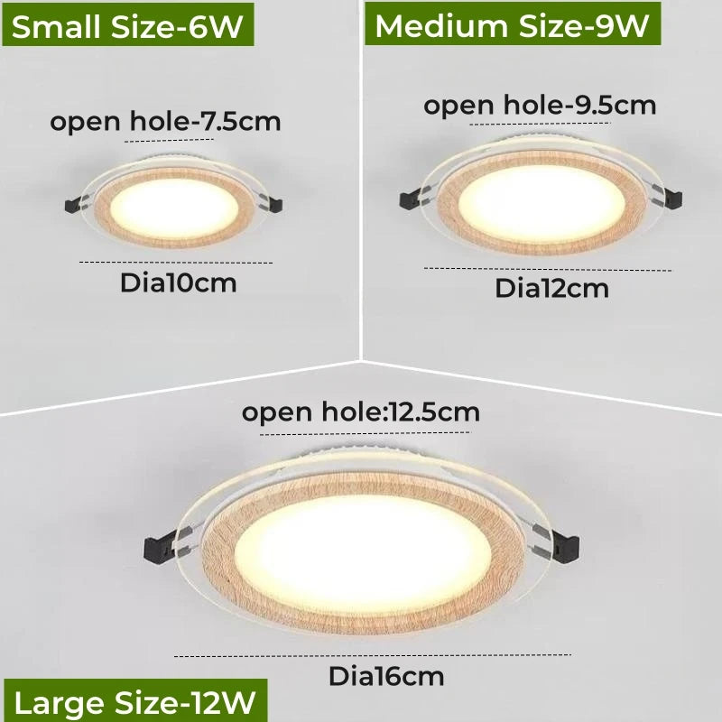 Plafonnier LED encastré Ultra-mince en Grain de bois - vue 5 sur 10