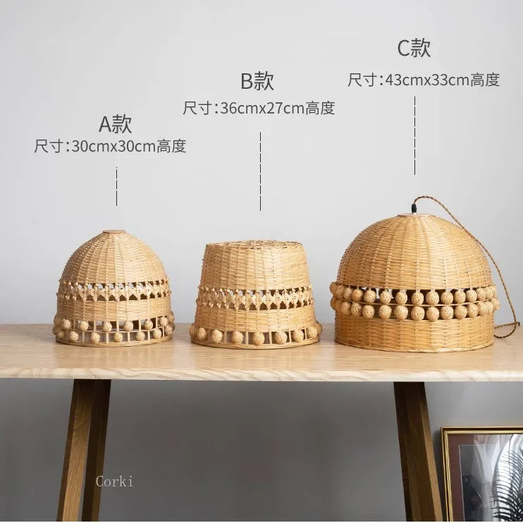 suspension en bambou et rotin style vintage nordique rustique - vue 6 sur 9