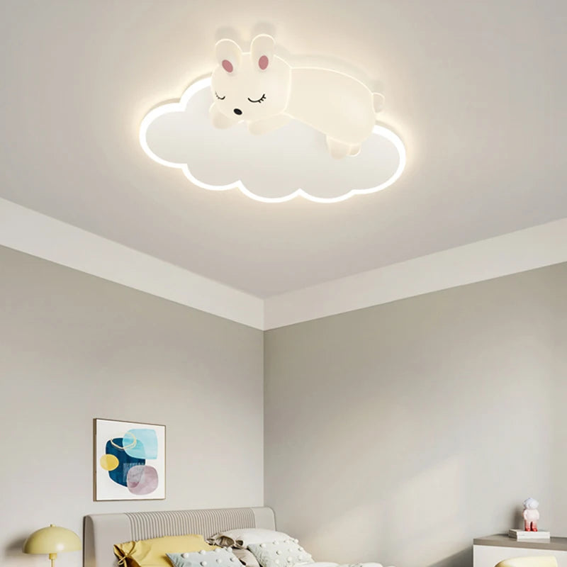 Cartoon Carrot Rabbit Lamps Warm Kids Bedroom Ceiling Light for Baby Girl Boy Childern's Room Lighting 220V Cloud Ceiling Light - vue 3 sur 7