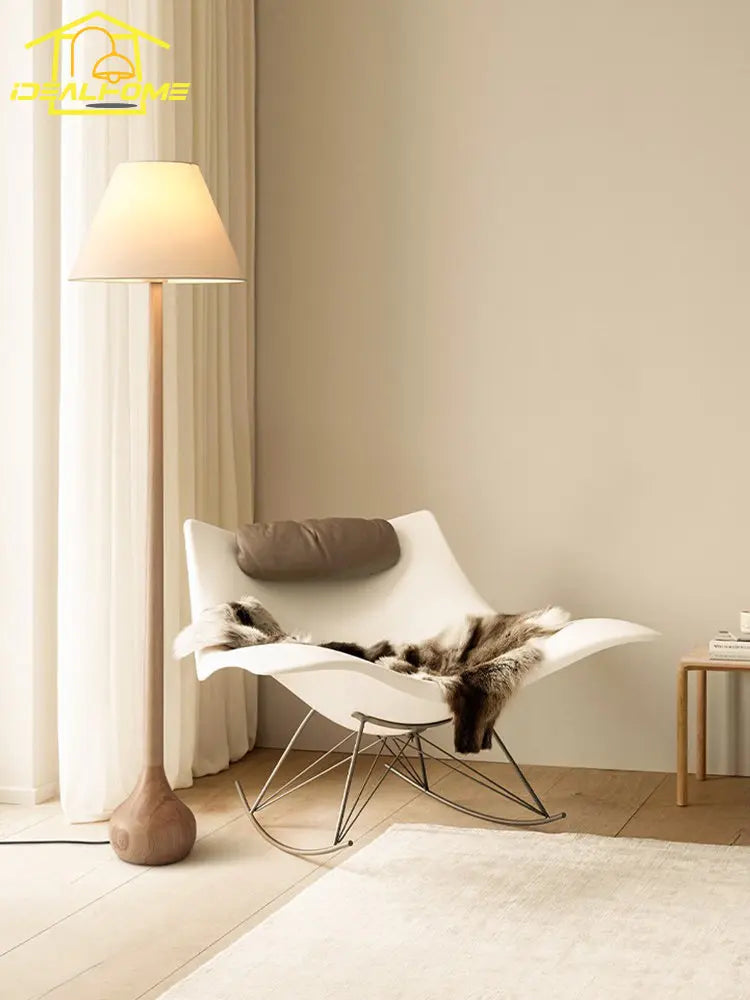 lampadaire décoratif japonais wabi sabi en bois massif zen art led - vue 9 sur 9