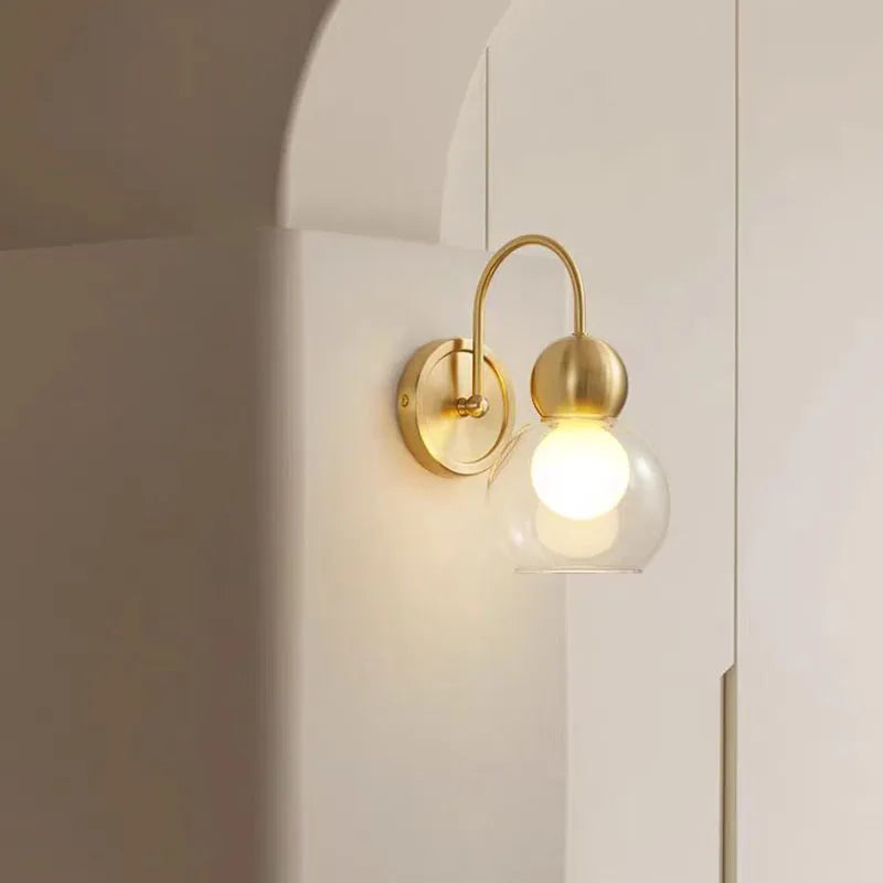applique murale moderne en verre et cuivre pour luminaires - vue 2 sur 10