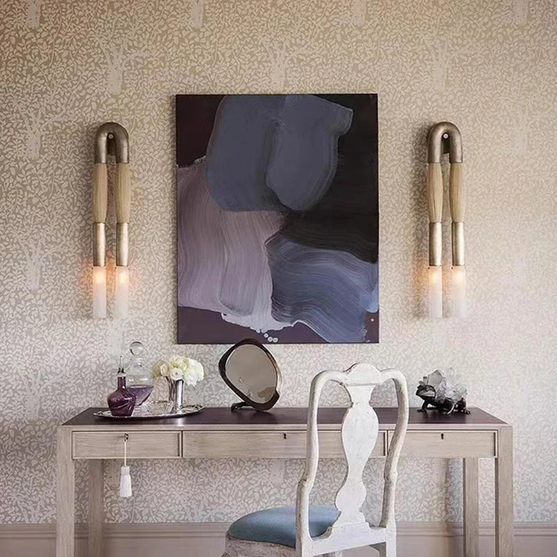 applique murale en métal et tissu avec éclairage acrylique