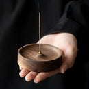 brûleur d'encens rond en bois pour méditation et décoration intérieure