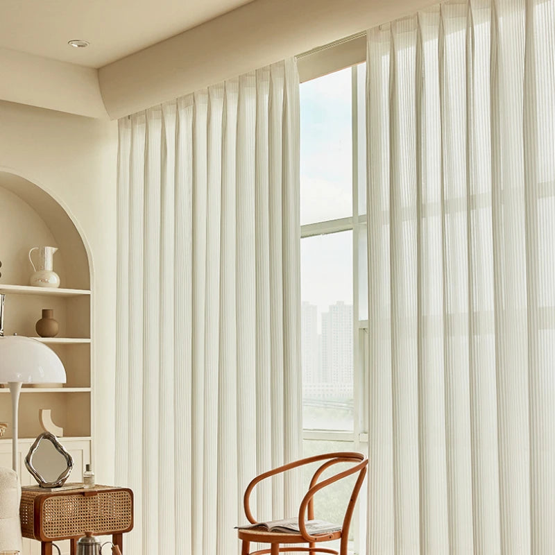 Voilage japonais plissé motif géométrique pour salon chambre - vue 4 sur 18