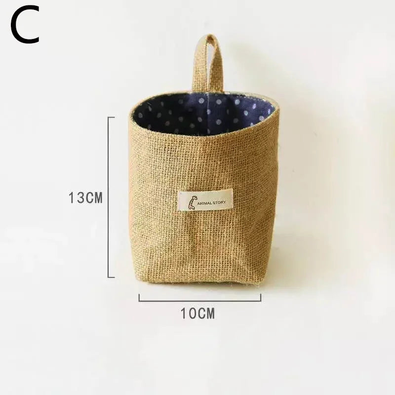 panier de rangement en coton et lin avec poignée - vue 11 sur 16